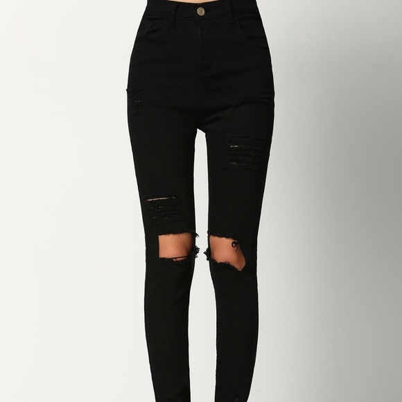 Cut Out Ripped Knee Jeans Shein Size Small - Picture 1 of 3